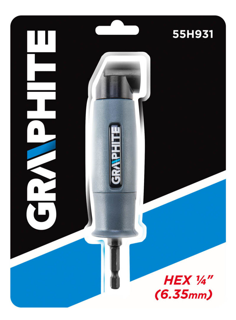 GRAPHITE Sarok adapter 90°, akkus fúrókhoz, 1/4” (6,35mm) Mágneses befogó, jobb és bal forgásirány 2 év garanciával 55H931