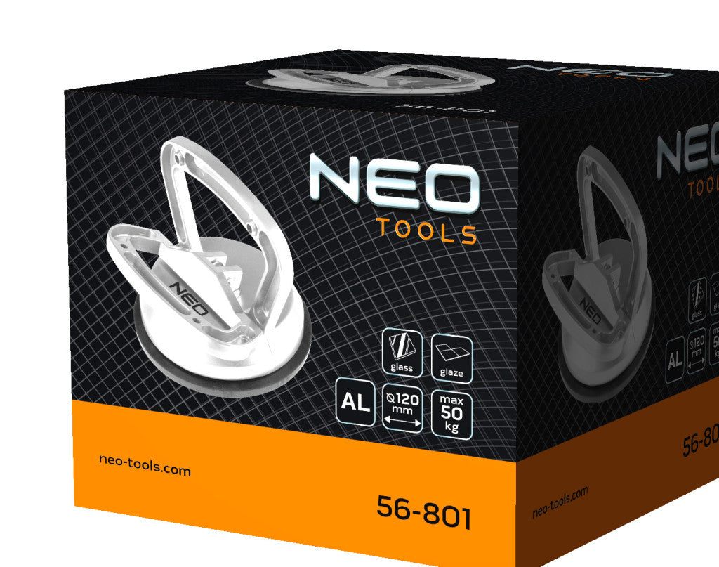 NEO TOOLS Vákumos táblaemelő, üveghez, csempéhez, lakkozott felületekhez, alumínium, egyes, 50kg 56-801