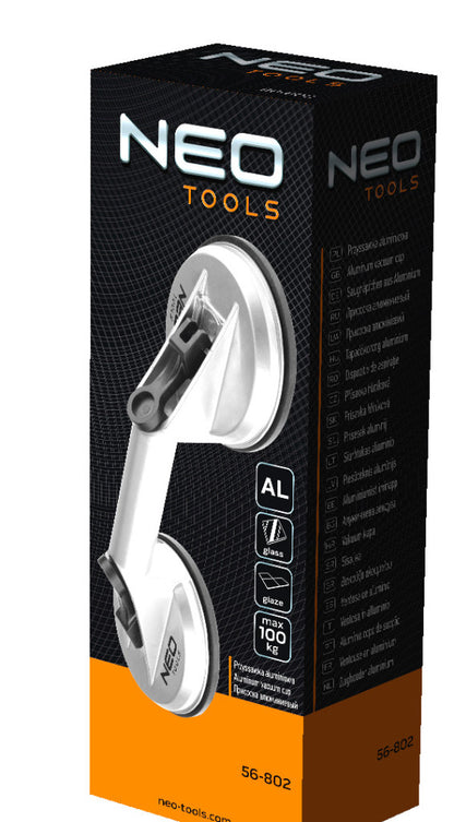 NEO TOOLS Vákumos táblaemelő, üveghez, csempéhez, lakkozott felületekhez, alumínium, kettes, 100kg 56-802