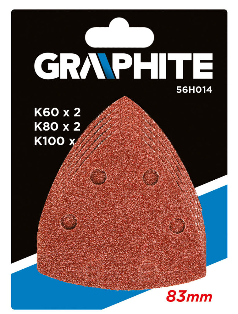 GRAPHITE Csiszolópapír multifunkciós géphez, 83x83x83mm, 5db, (K60x2, K80x2, K100x1) 56H014