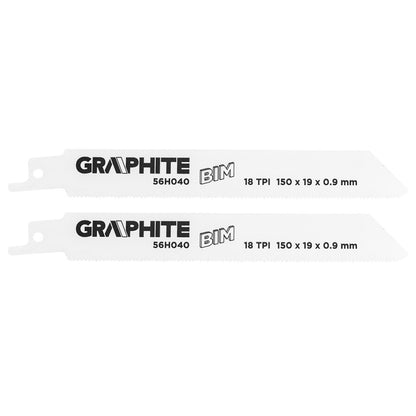 GRAPHITE Orrfűrészlap, BIM, 150x19x0.9mm, 18TPI, 2db 56H040