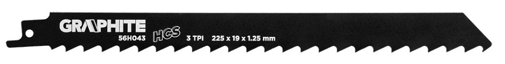 GRAPHITE Orrfűrészlap, HCS, 225x19x1.25mm, 3TPI, 2db 56H043