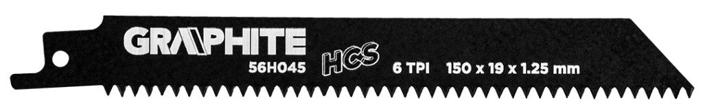 GRAPHITE Orrfűrészlap, HCS, 150x19x1.25mm, 6TPI, 2db 56H045