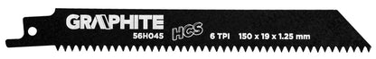 GRAPHITE Orrfűrészlap, HCS, 150x19x1.25mm, 6TPI, 2db 56H045