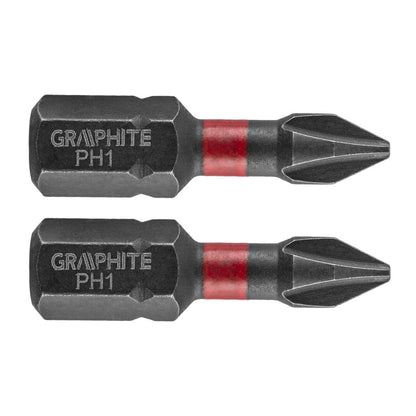 GRAPHITE Torziós ütvecsavarozó bit PH1x25mm, 2db 56H500