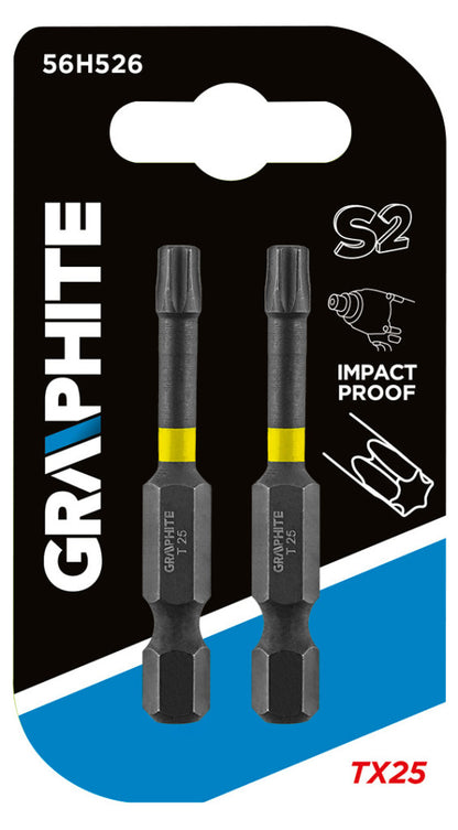GRAPHITE Torziós ütvecsavarozó bit TX25x50mm, 2db 56H526