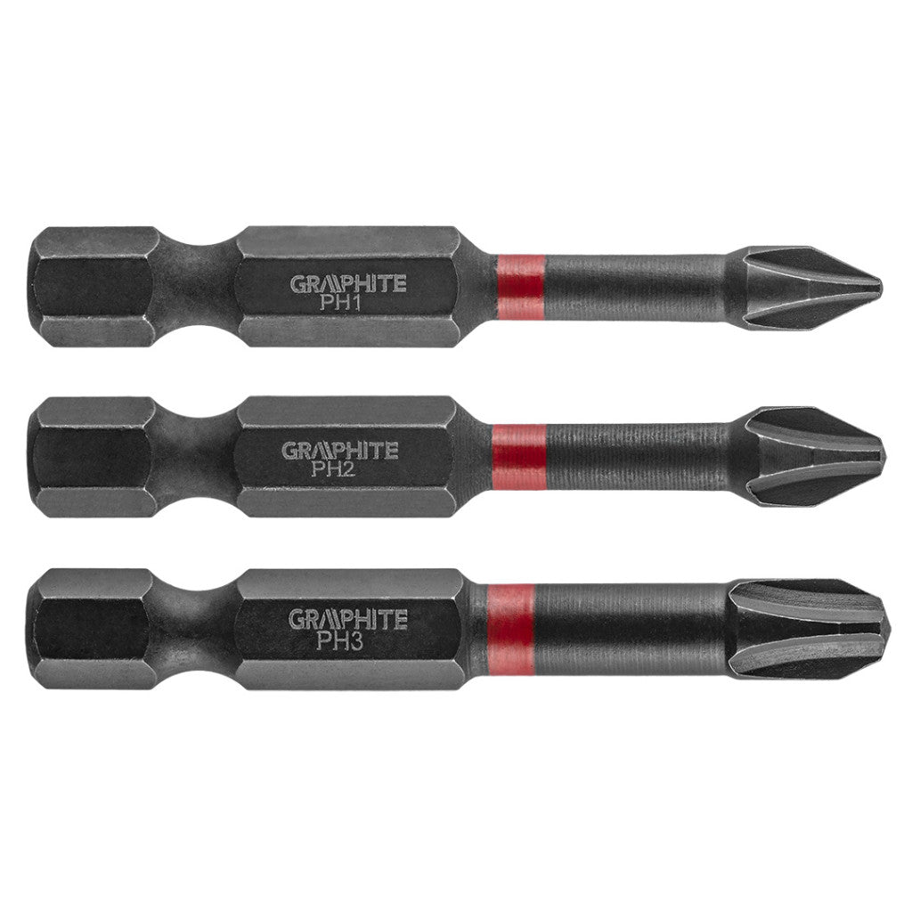 GRAPHITE Torziós ütvecsavarozó bit PH1/2/3x50mm, 3db 56H543
