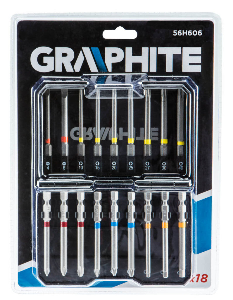 GRAPHITE Csavarhúzó bitkészlet, 18db., bitek 75mm - 18db 56H606