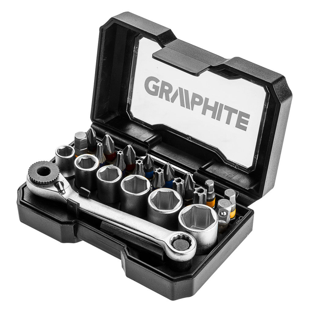 GRAPHITE Dugókulcskészlet és csavarhúzó bitkészlet, 24db 56H610