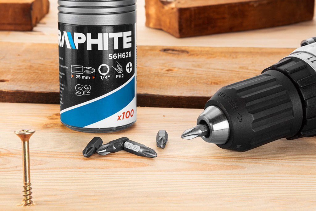 GRAPHITE Csavarhúzó bitkészlet PH2 x 25mm, 100db 56H626
