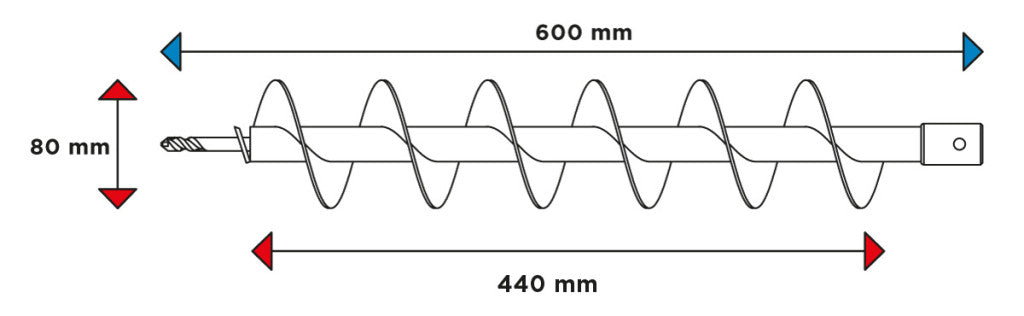 GRAPHITE Földfúró szár, M14, 80 x 600mm, 58G084-hez 56H780