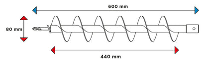 GRAPHITE Földfúró szár, M14, 80 x 600mm, 58G084-hez 56H780