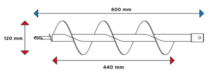 GRAPHITE Földfúró szár, M14, 120 x 600mm, 58G084-hez 56H781