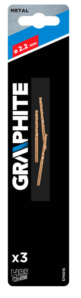 GRAPHITE Csigafúró HSS-COBALT 5% 2.2mm, 3db 57H015