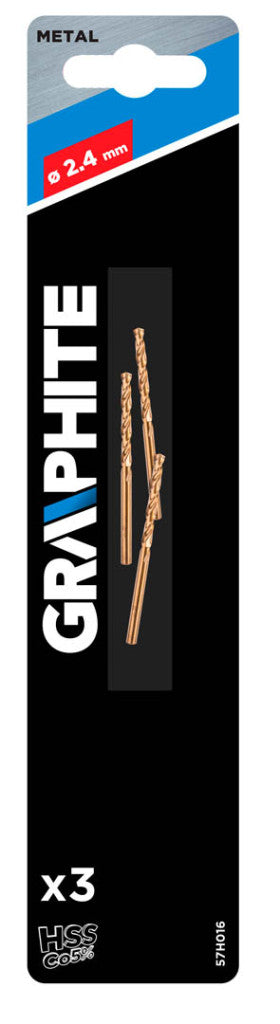 GRAPHITE Csigafúró HSS-COBALT 5% 2.4mm, 3db 57H016