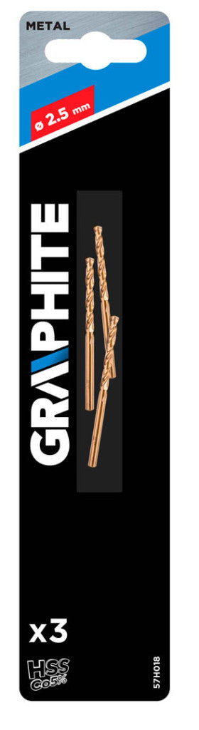 GRAPHITE Csigafúró HSS-COBALT 5% 2.5mm, 3db 57H018
