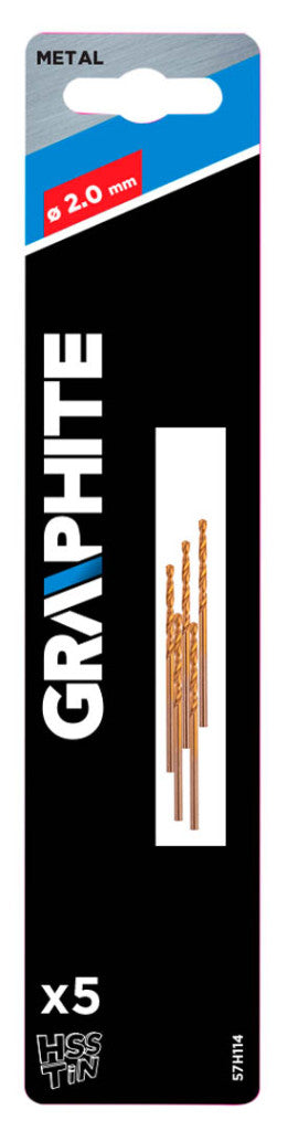 GRAPHITE Csigafúró HSS TITÁN bevonattal 2.0mm, 5db 57H114