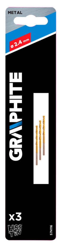 GRAPHITE Csigafúró HSS TITÁN bevonattal 2.4mm, 3db 57H116