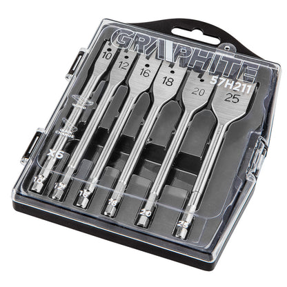 GRAPHITE Lapos marófúró készlet 10, 12, 16, 18, 20, 25mm, 6db 57H211