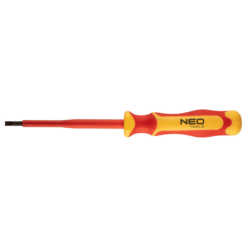 NEO TOOLS Csavarhúzó lapos, 1000V, szigetelt, 0.8x4x100mm, S2 acél 25 év garanciával 04-132