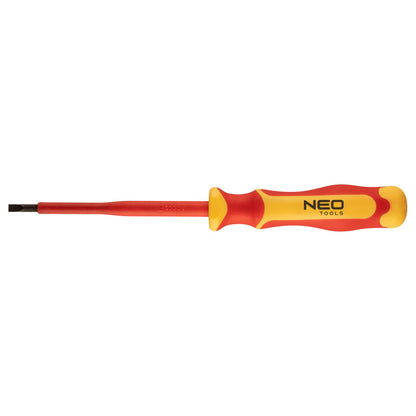 NEO TOOLS Csavarhúzó lapos, 1000V, szigetelt, 0.8x4x100mm, S2 acél 25 év garanciával 04-132