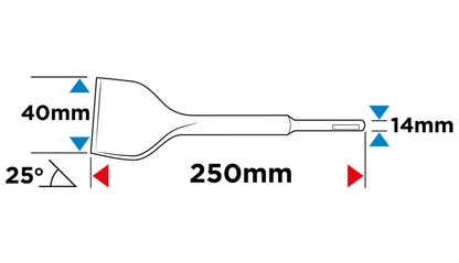 GRAPHITE Lapátvéső SDS PLUS 40x250mm, 25 st. 57H554