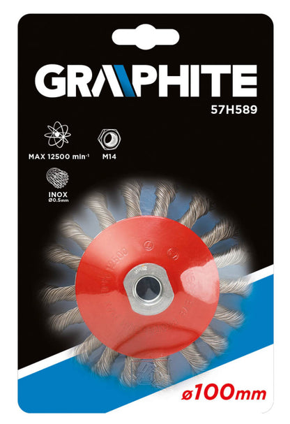 GRAPHITE DRÓTKORONG, TÁNYÉR SODROTT, KÚPOS 100MM M14 57H589