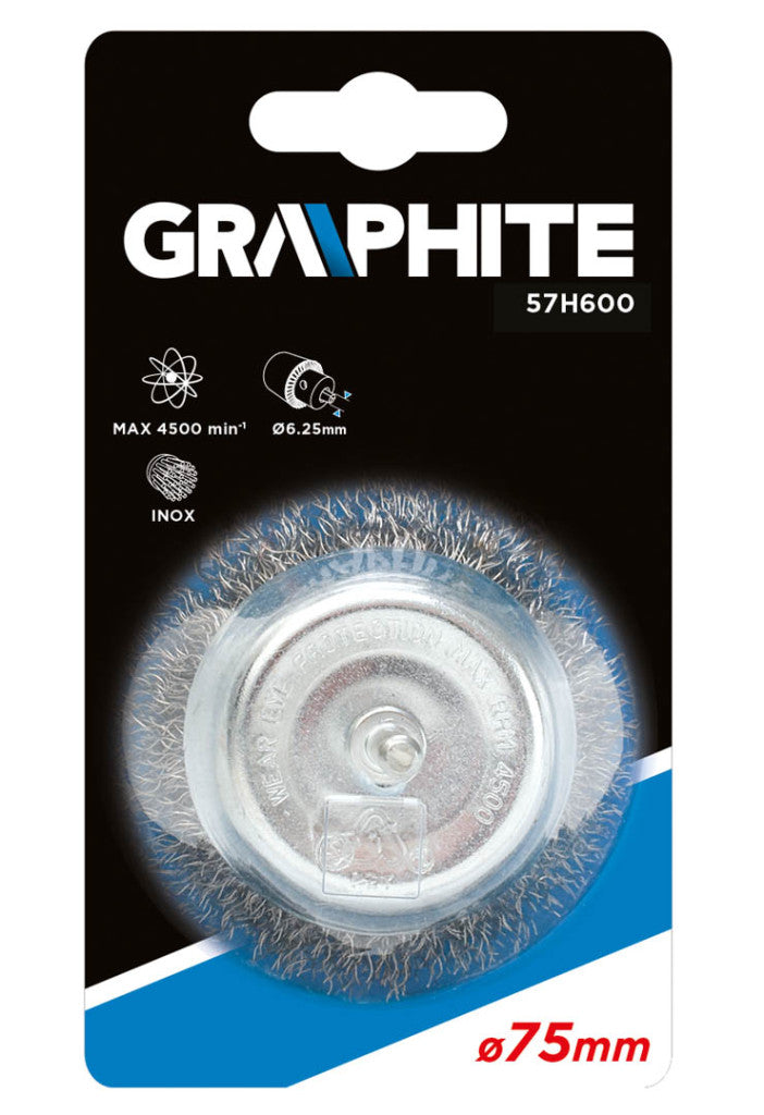 GRAPHITE DRÓTKORONG CSAPOS FAZÉK, HULLÁMOS 75MM 57H600