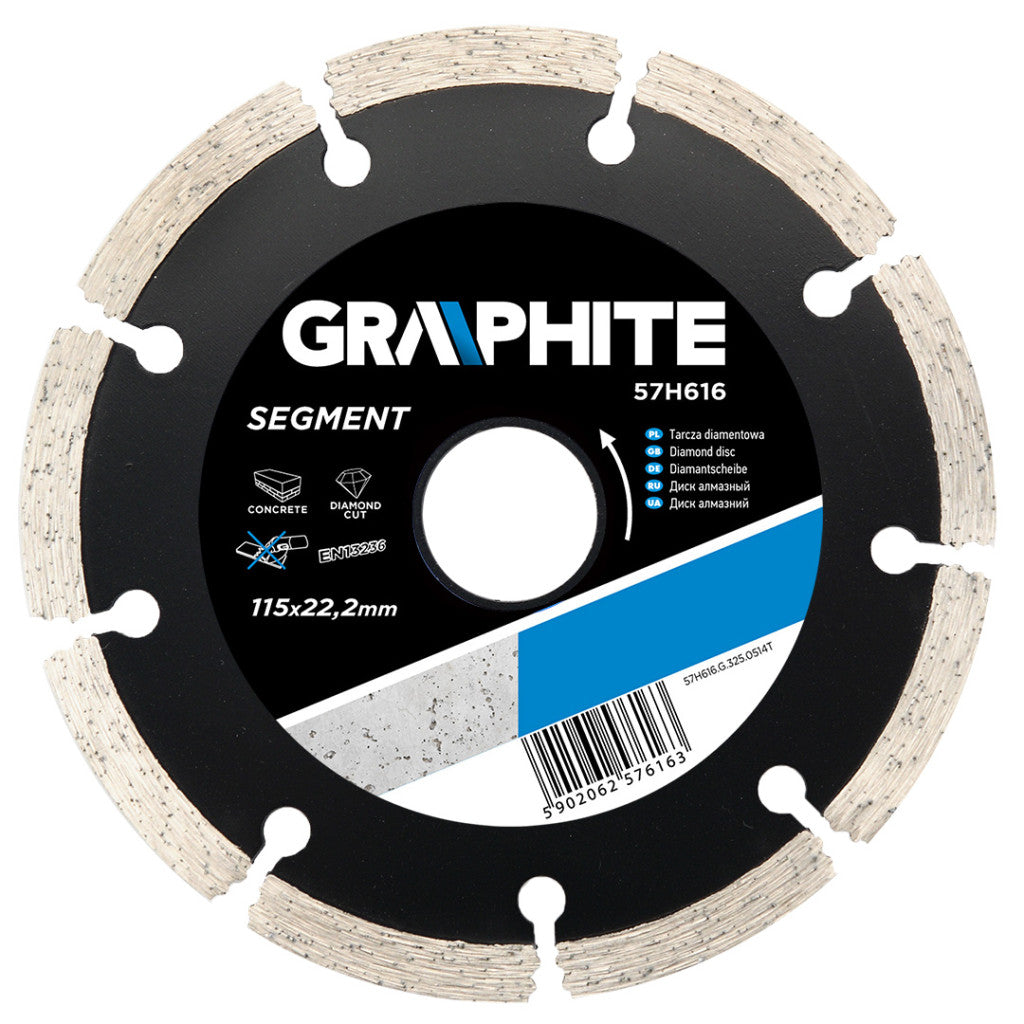 GRAPHITE Gyémánt vágókorong 115mm SZEGMENSES 57H616