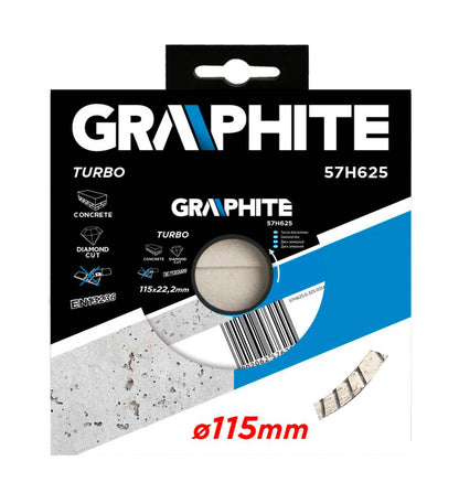 GRAPHITE Gyémánt vágókorong 115mm TURBO 57H625