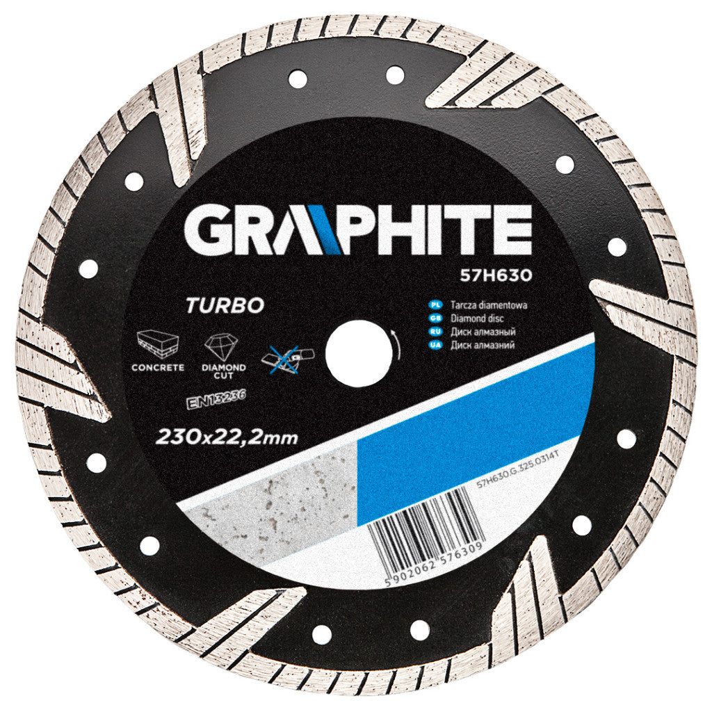 GRAPHITE Gyémánt vágókorong 230mm TURBO 57H630