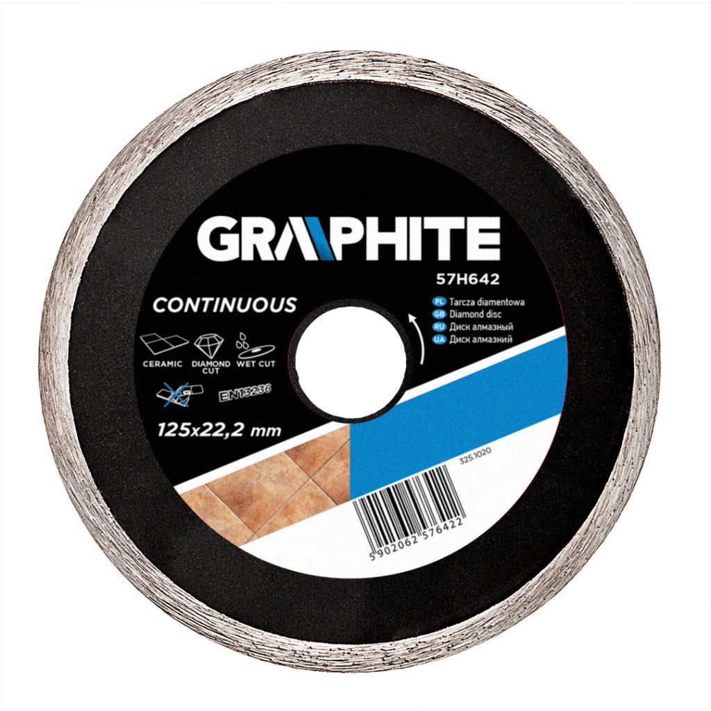 GRAPHITE Gyémánt vágókorong 125mm vizes 57H642