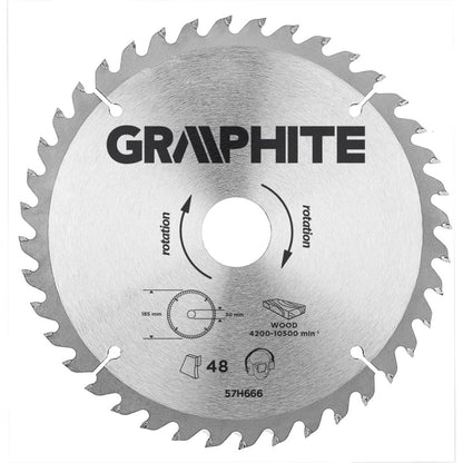 GRAPHITE Körfűrészlap keményfém fogakkal, 190x30mm, 40 fog 57H670