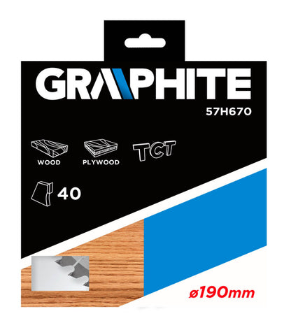 GRAPHITE Körfűrészlap keményfém fogakkal, 190x30mm, 40 fog 57H670