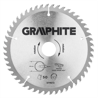GRAPHITE Körfűrészlap keményfém fogakkal, 190x30mm, 50 fog 57H672