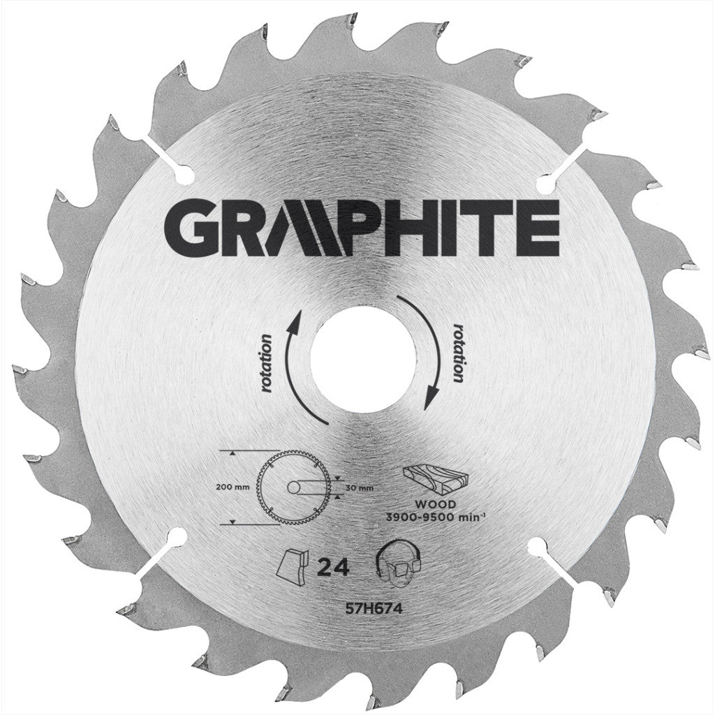 GRAPHITE Körfűrészlap keményfém fogakkal, 200x30mm, 24 fog 57H674