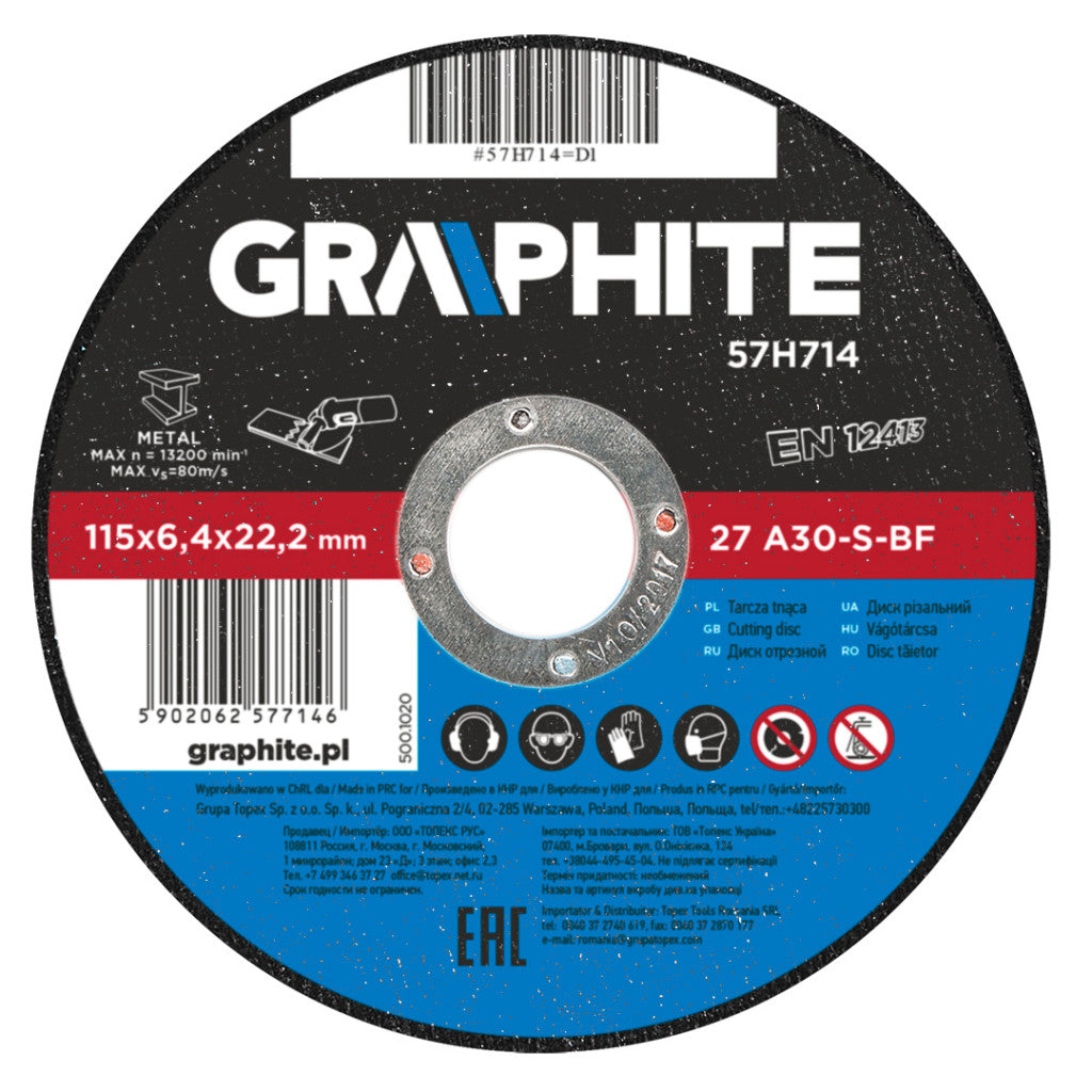 GRAPHITE Tisztítókorong fém 115X6.4mm 57H714