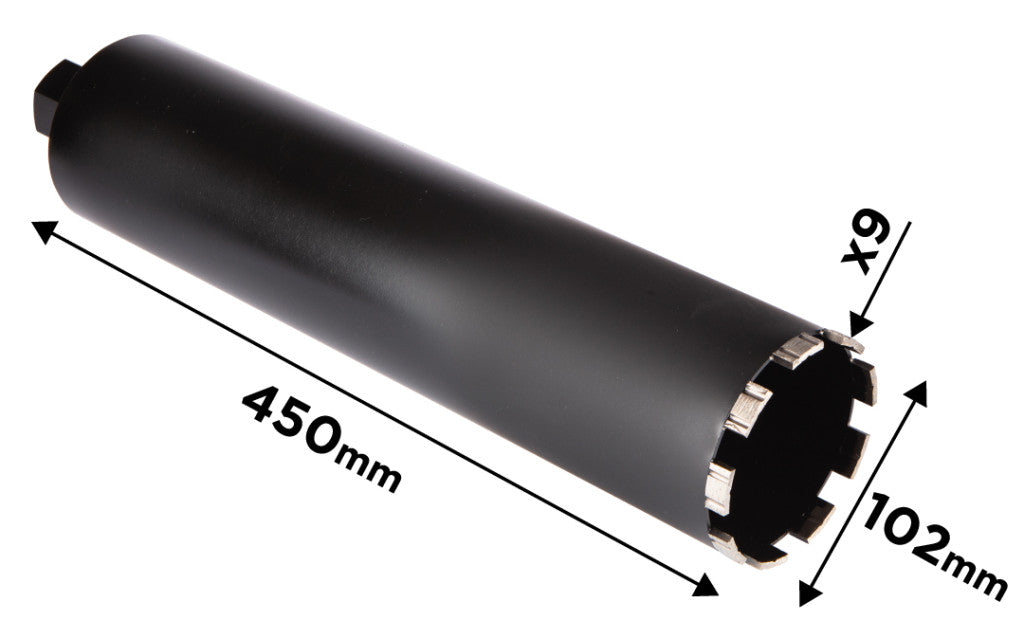 GRAPHITE Gyémánt magfúró korona, 102x450mm, 9 szegmenses, 58G540 géphez 57H862