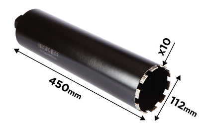 GRAPHITE Gyémánt magfúró korona, 112x450mm, 10 szegmenses, 58G540 géphez 57H863