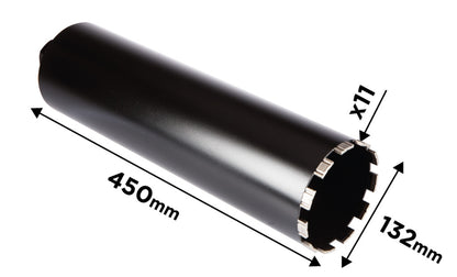 GRAPHITE Gyémánt magfúró korona, 132x450mm, 11 szegmenses, 58G540 géphez 57H867
