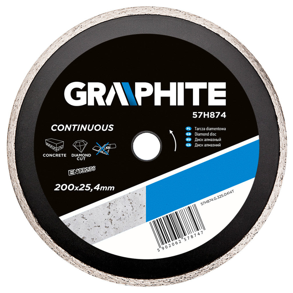 GRAPHITE Gyémánt vágókorong 200x25.4mm VIZES 57H874
