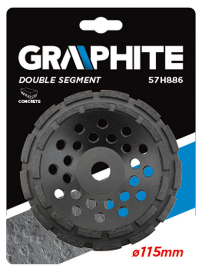 GRAPHITE Gyémánt csiszolókorong 115x5x22,2mm dupla szegmenses 57H886