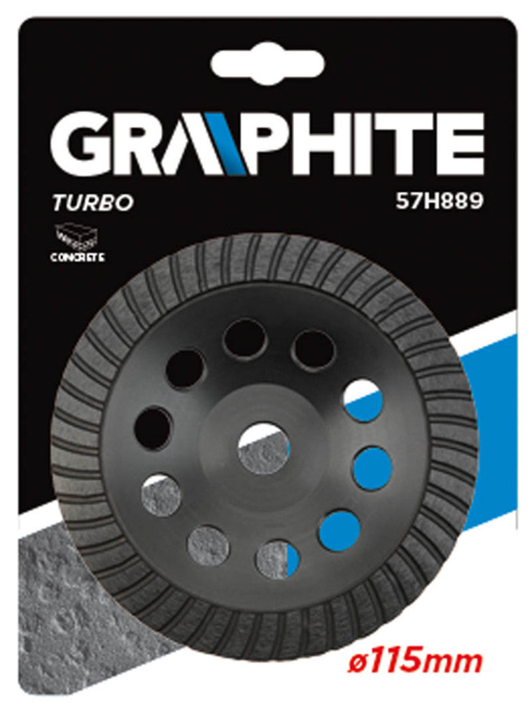 GRAPHITE Gyémánt csiszolókorong 115x5x22,2mm turbo 57H889