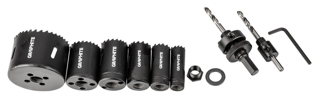 GRAPHITE Körkivágó készlet, bi-metál, HSS Co 8%, 19,25,30,35,40,68mm 57H921