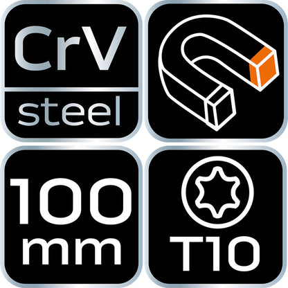NEO TOOLS Csavarhúzó TORX T10x100mm 25 év garanciával 04-186