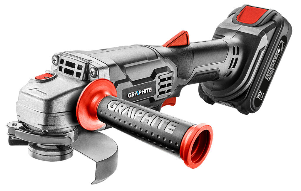 GRAPHITE Akkus sarokcsiszoló Energy+, 18V, 115x22.2mm, akku nélkül!!! 3 év garanciával 58G003
