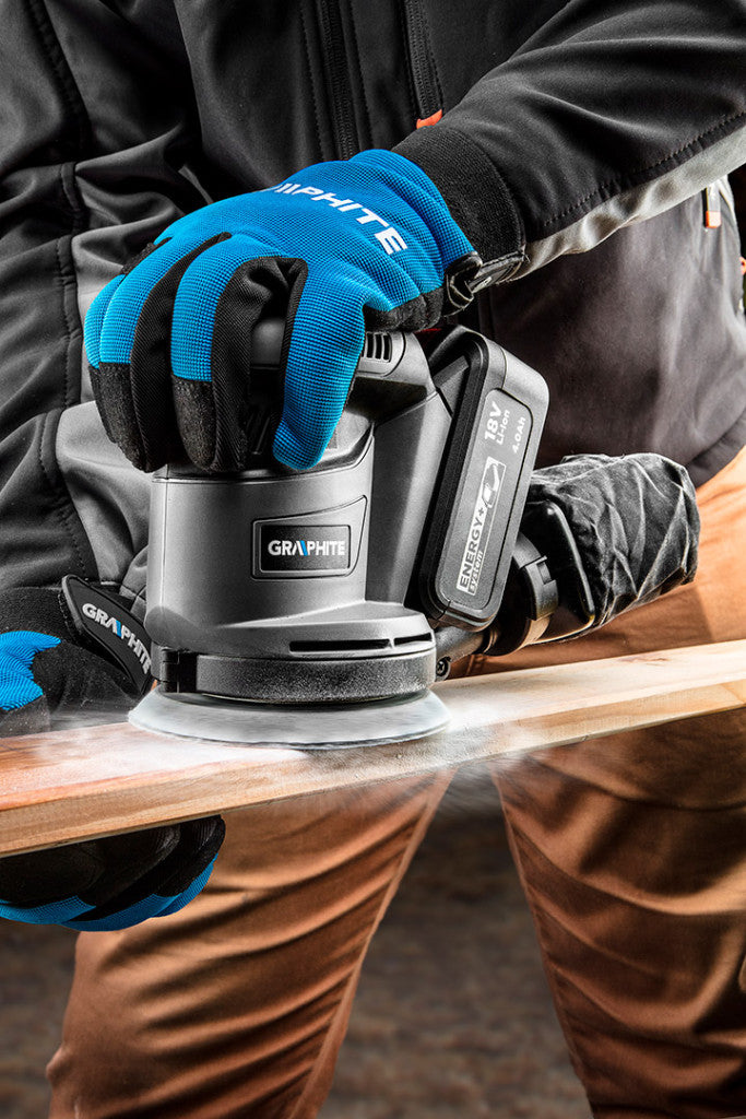 GRAPHITE Akkus excentercsiszoló Energy+, 18V, 125mm, akku nélkül!!! 3 év garanciával 58G014