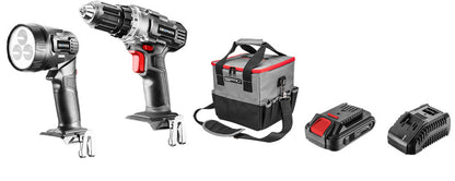 GRAPHITE Akkus gépkészlet Energy+, 18V/2Ah: akkus fúró + lámpa + táska + akku +töltő! 3 év garanciával 58G016