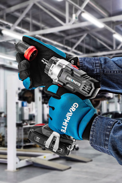 GRAPHITE Akkus fúró Energy+, 2db akku+töltő!, 18V/2Ah, levehető fúrótokmány 10mm, koffer 3 év garanciával 58G022-SET2