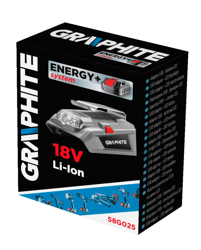 GRAPHITE Powerbank adapter + LED lámpa, Energy+, akku nélkül!!! 3 év garanciával 58G025